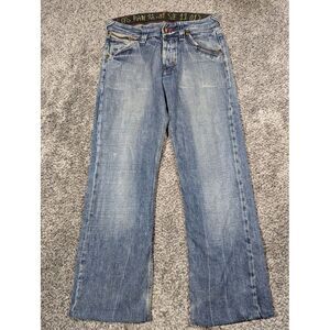 G Star Raw Jeans Mens 32x34 Blue 3301 Studs Straight Zip Pocket Grunge Y2K 32x29